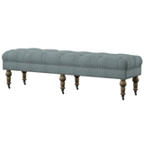 Isabelle Washed Blue Linen 62 Inches Bench - WhatYouNeedSales