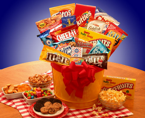 Junk Food Madness Gift Pail - snack basket - snack gift basket - WhatYouNeedSales