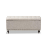 Kaylee Classic Beige Fabric Upholstered Button-Tufting Storage Ottoman Bench - WhatYouNeedSales