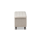 Kaylee Classic Beige Fabric Upholstered Button-Tufting Storage Ottoman Bench - WhatYouNeedSales