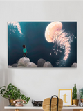 Kid And Giant Jellyfish Canvas -Image by Shutterstock - WhatYouNeedSales