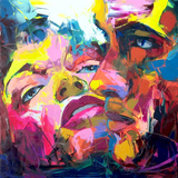 Knife Art Faces Couple Pink Blue Painting - WhatYouNeedSales