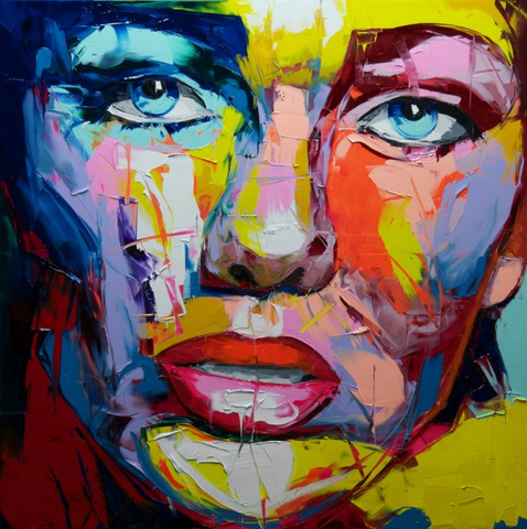 Knife Art Faces Woman Blue Painting - WhatYouNeedSales