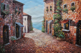 Knife Art Stone House Mediterranean Painting - WhatYouNeedSales