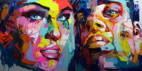 Knife Art Woman Man Colorful Faces  Painting - WhatYouNeedSales