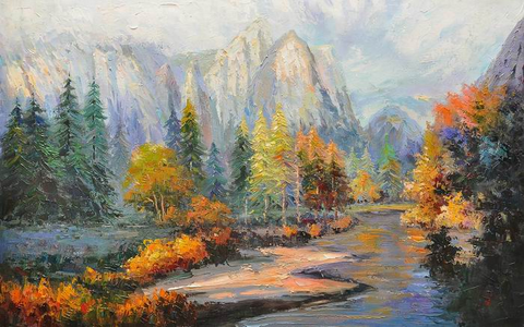 Knife Tree River Landscape Art Painting - WhatYouNeedSales