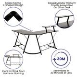 L-Shaped Desk 71.5" Computer Corner Desk, Home Office Corner Desk, Gaming Desk, Space Saving, Easy to Assemble, Black/Black - WhatYouNeedSales