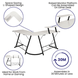 Computer Corner Desk - L-Shaped, 71.5", Space-Saving, Easy to Assemble, White/Black - PinnacleWorkspace - WhatYouNeedSales