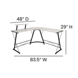 Computer Corner Desk - L-Shaped, 71.5", Space-Saving, Easy to Assemble, White/Black - PinnacleWorkspace - WhatYouNeedSales