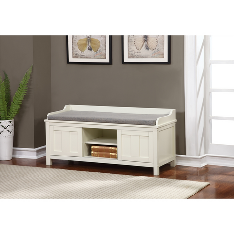 Lakeville White Storage Bench - WhatYouNeedSales