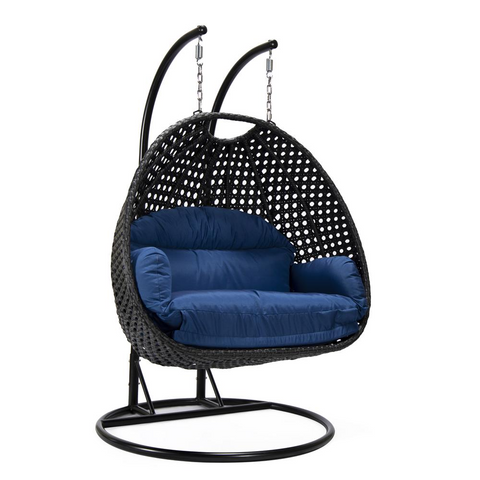 LeisureMod Mendoza Wicker Hanging 2 Person Egg Swing Chair