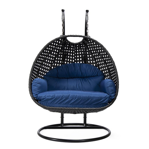 LeisureMod Mendoza Wicker Hanging 2 Person Egg Swing Chair