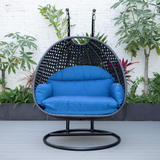 LeisureMod Mendoza Wicker Hanging 2 Person Egg Swing Chair