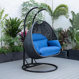 LeisureMod Mendoza Wicker Hanging 2 Person Egg Swing Chair