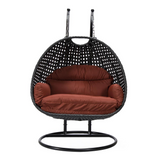 LeisureMod Mendoza Wicker Hanging 2 Person Egg Swing Chair