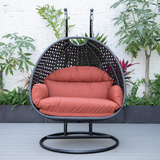 LeisureMod Mendoza Wicker Hanging 2 Person Egg Swing Chair