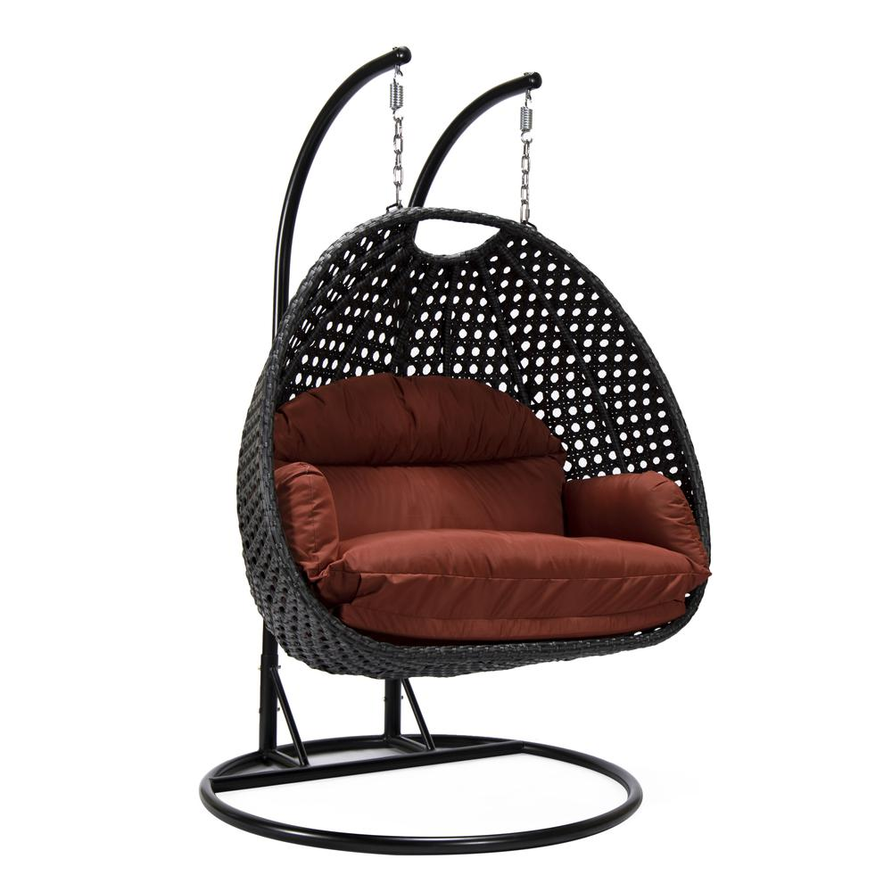 LeisureMod Mendoza Wicker Hanging 2 Person Egg Swing Chair