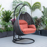 LeisureMod Mendoza Wicker Hanging 2 Person Egg Swing Chair