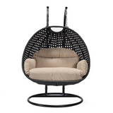 LeisureMod MendozaWicker Hanging 2 person Egg Swing Chair