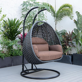 LeisureMod MendozaWicker Hanging 2 person Egg Swing Chair