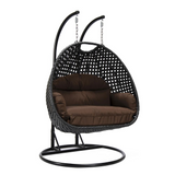 LeisureMod MendozaWicker Hanging 2 person Egg Swing Chair