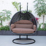 LeisureMod MendozaWicker Hanging 2 person Egg Swing Chair