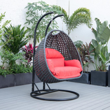 LeisureMod MendozaWicker Hanging 2 Person Egg Swing Chair