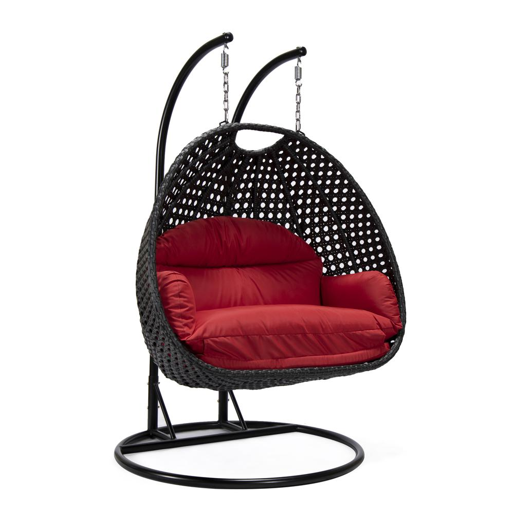 LeisureMod MendozaWicker Hanging 2 Person Egg Swing Chair