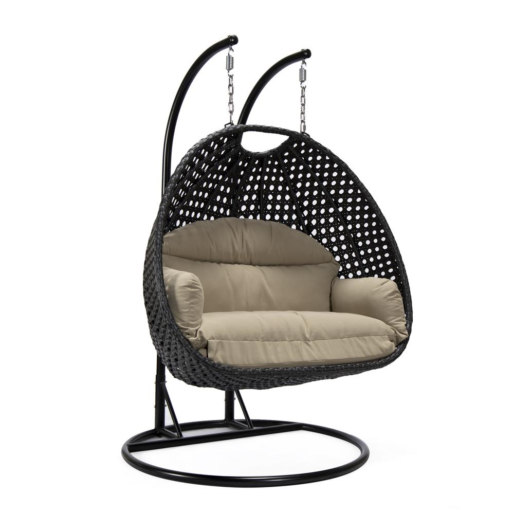 LeisureMod MendozaWicker Hanging 2 Person Egg Swing Chair