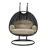 LeisureMod MendozaWicker Hanging 2 Person Egg Swing Chair