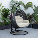 LeisureMod MendozaWicker Hanging 2 Person Egg Swing Chair