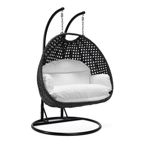 LeisureMod MendozaWicker Hanging 2 Person Egg Swing Chair