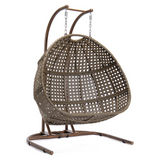 LeisureMod Wicker Hanging Double Egg Swing Chair