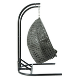 LeisureMod Wicker Hanging Double Egg Swing Chair