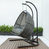 LeisureMod Wicker Hanging Double Egg Swing Chair