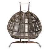 LeisureMod Wicker Hanging Double Egg Swing Chair - Outdoor