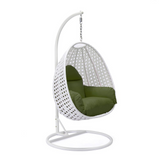 LeisureMod Wicker Hanging Egg Swing Chair Beige - Outdoor