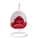 LeisureMod Wicker Hanging Egg Swing Chair Beige - Outdoor