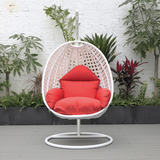 LeisureMod Wicker Hanging Egg Swing Chair Beige - Outdoor