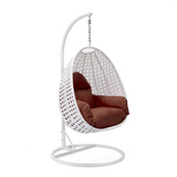 LeisureMod Wicker Hanging Egg Swing Chair Beige - Outdoor