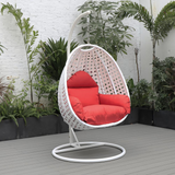 LeisureMod Wicker Hanging Egg Swing Chair Beige - Outdoor