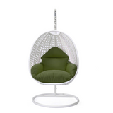 LeisureMod Wicker Hanging Egg Swing Chair Beige - Outdoor