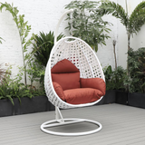 LeisureMod Wicker Hanging Egg Swing Chair Beige - Outdoor