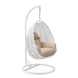 LeisureMod Wicker Hanging Egg Swing Chair Beige - Outdoor