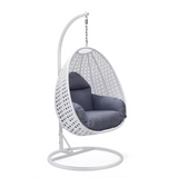 LeisureMod Wicker Hanging Egg Swing Chair Beige - Outdoor