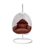 LeisureMod Wicker Hanging Egg Swing Chair Beige - Outdoor