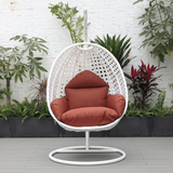 LeisureMod Wicker Hanging Egg Swing Chair Beige - Outdoor