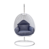 LeisureMod Wicker Hanging Egg Swing Chair Beige - Outdoor