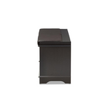 Leo Modern and Contemporary Dark Brown Wood 2-Drawer Shoe Storage Bench - WhatYouNeedSales