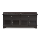 Leo Modern and Contemporary Dark Brown Wood 2-Drawer Shoe Storage Bench - WhatYouNeedSales